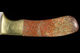 Damascus Knife With Fossil Dinosaur Bone (Gembone) Inlays #125251-3